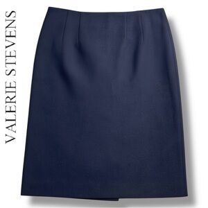Valerie Stevens Evening VTG Pencil Skirt Black Wool Classy Dark Corporate | Sz16